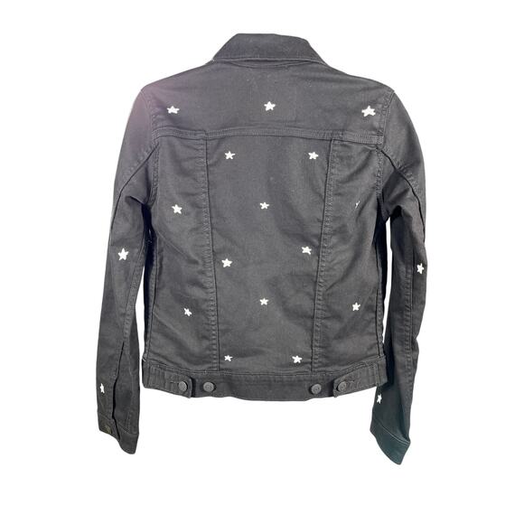 Levi Strauss Women’s Black Denim Trucker Jacket with White Stars XS - Picture 2 of 4